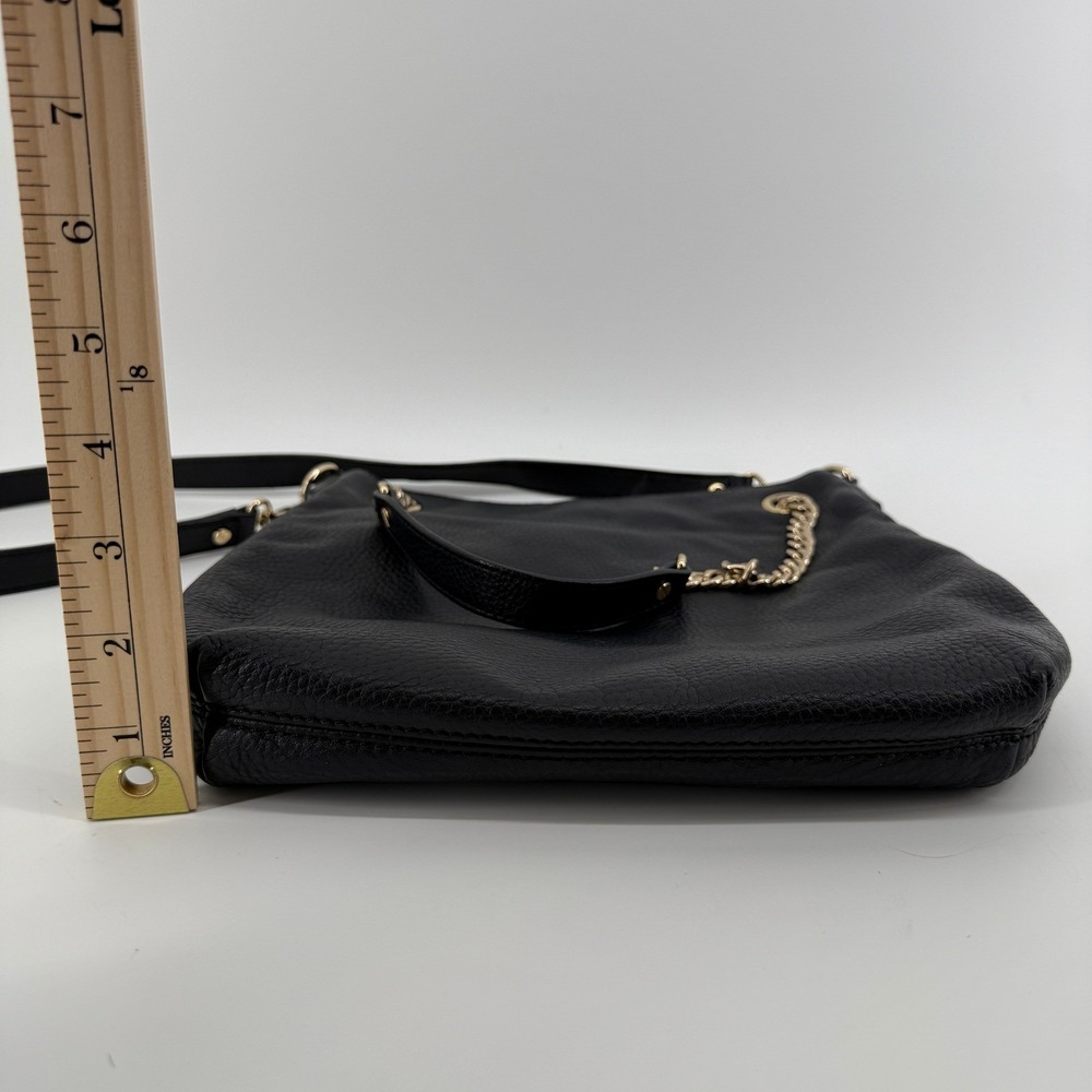 Michael Kors Black Pebbled Leather Chain Shoulder Tote Bag Crossbody Strap - Picture 16 of 16